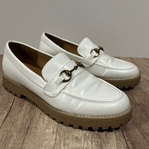 a new day White Loafers with Gold Buckle